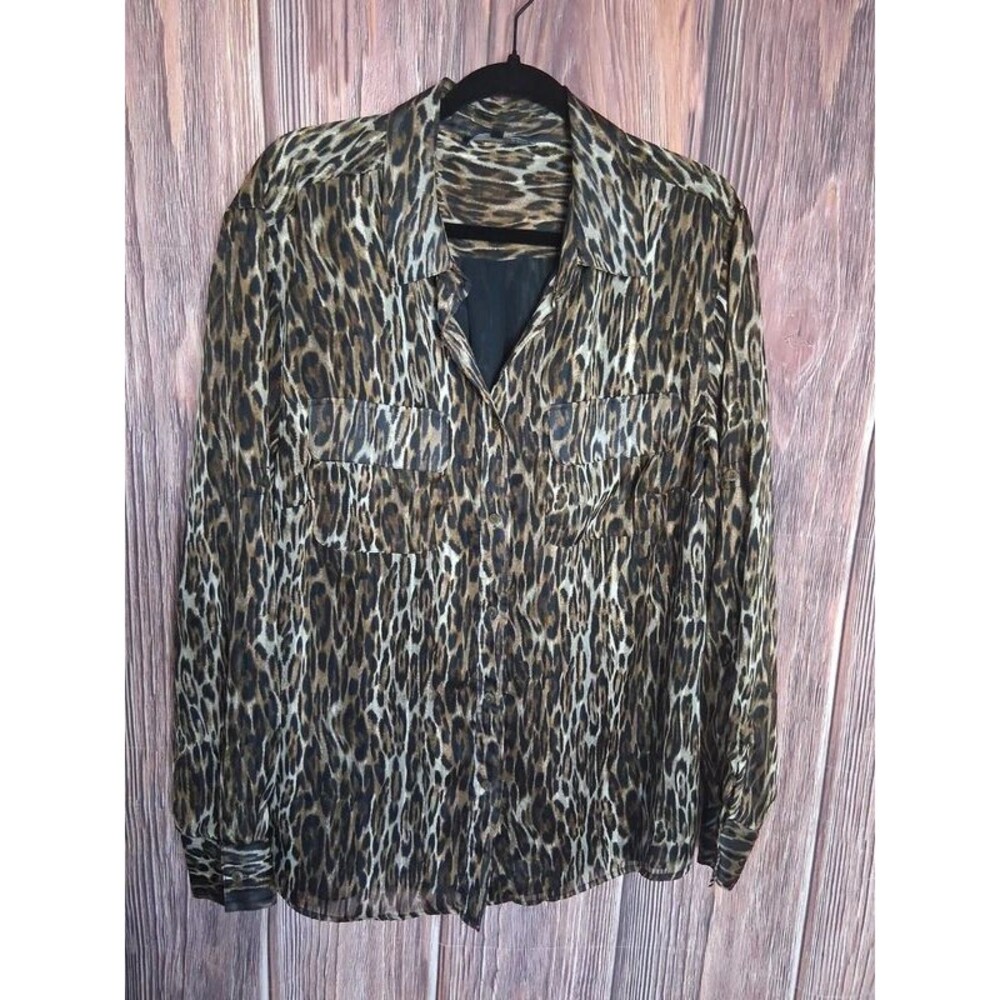 Jones new York animal print light weight sheer button down size 20